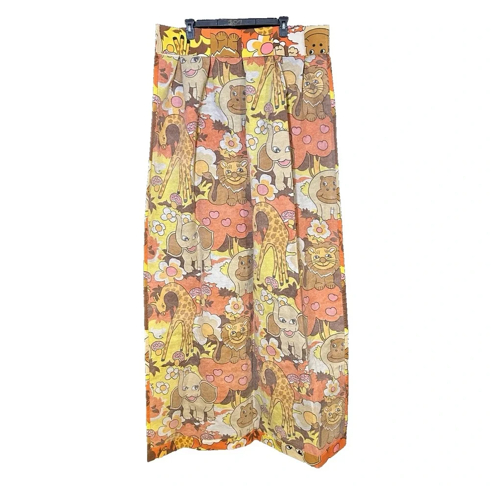 Vtg 2 970s Mod Pop Art Wild Jungle Jungle Animals Drapes Curtains 24W x 63L
